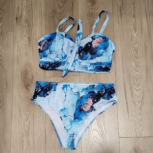 Blue and Black Abstract Bikini Set Plus Swim Vacation Ready!